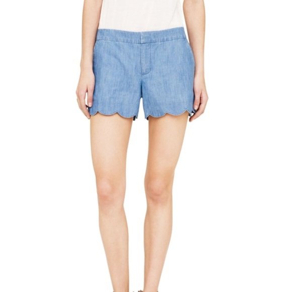 Club Monaco Chambray Scalloped Shorts - Picture 1 of 3
